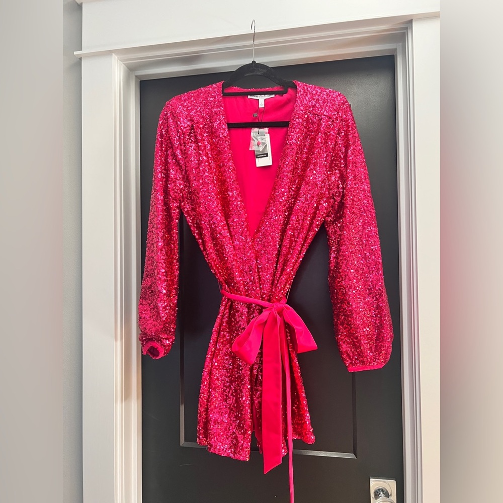 Express x Olivia Culpo Red Sequence Mini Dress